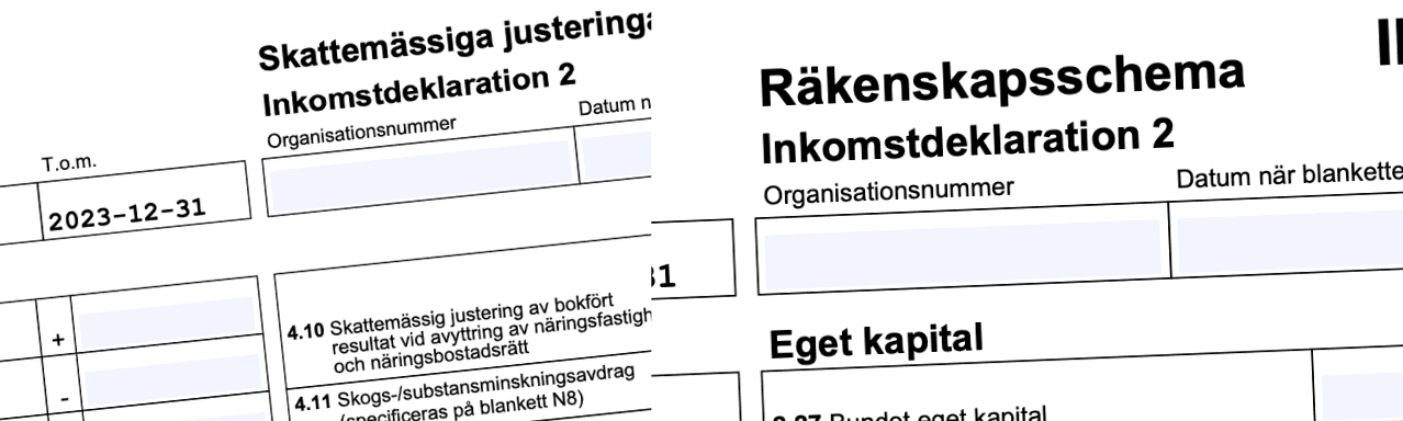 Blanketter till Skatteverket inzoomad